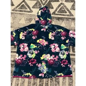 Floral 1/4 zip Pullover Polar Fleece Hooded Jacket Sweater FILA Plus Size XXL